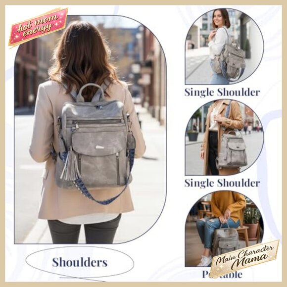 PU Leather Mini Backpack Convertible Tassel Daypack Chic Travel College Purse main image 4